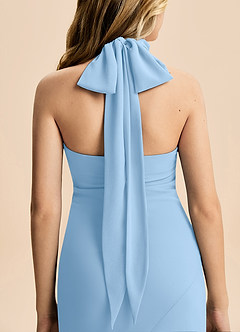 Azazie Velli Junior Robe Sirène en Mousseline de soie Col Haut Poudre Bleue image6