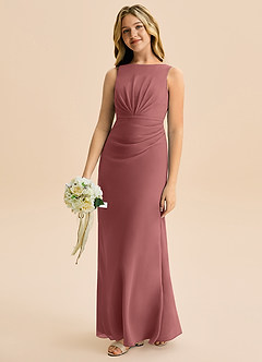 Azazie Floris Junior Amethyst A-Line Pleated Chiffon Dress image1