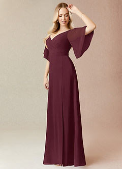 Azazie Cierra Bridesmaid Dresses Cabernet A-Line V-Neck Chiffon Dress image4