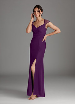 Azazie Blanchett Mother of the Bride Dresses Grape Mermaid Sequins Chiffon Dress image4