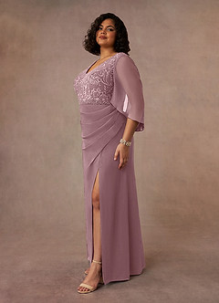 Azazie Laina Mother of the Bride Dresses Dusty Rose Mermaid Lace Chiffon Dress image8