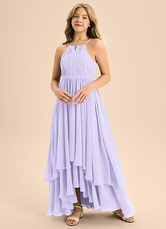 Azazie Elliora Junior Lilac A-Line Pleated Chiffon Dress image4