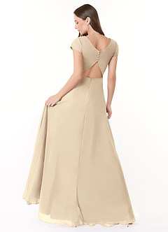 Azazie Hainsly Final Sale Champagne A-Line Sweetheart Neckline Chiffon Dress image4