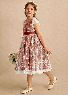 Azazie Maisie Flower Girl Klänningar Klänning A-linje i Spets image6