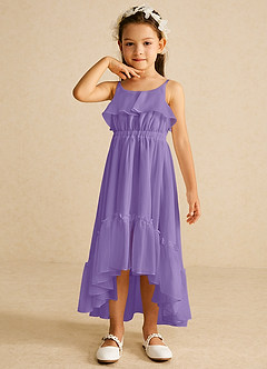 Azazie Karmen Blumenmädchenkleider A-Linie Gestreift Chiffon Kleid Tahiti image4