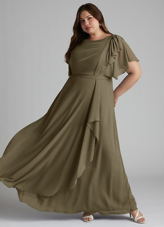 Azazie Aaliyah Modest Bridesmaid Dresses A-Line Scoop Pleated Chiffon Floor-Length Dress image8