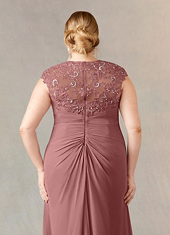 Azazie Birdie Mère de la mariée Robes Robe Trapèze en Mousseline de soie Paillettes Reine Anne Rose Du Désert image12