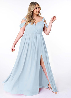 Azazie Lianne Vestidos de damas de honor Vestido de Neblina de Gasa de Corte en A con Vestidos sin tirantes image11