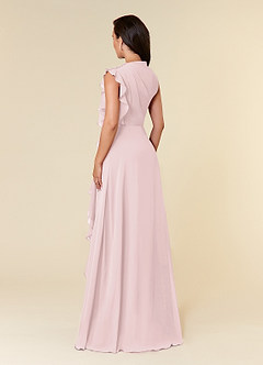Azazie Narine Abiti per la Madre della Sposa Abito A-Line in Chiffon con Scollo Alto a Pieghe Rosa Rossore image5