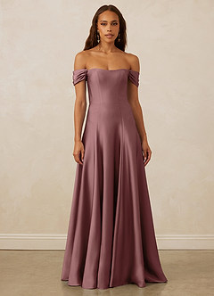 Christian Siriano Bridal for Azazie 1002 Bridesmaid Dresses Vintage Mauve A-Line Off the Shoulder Stretch Satin Convertible Dress image2
