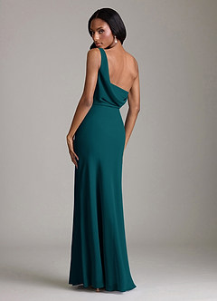 Azazie Madelyn Vestidos de damas de honor Vestido de Pino de Gasa de Corte Sirena Convertible con Hombro unilateral image10