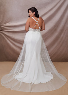 Azazie Saffron Robes de mariée Robe Sirène en Crêpe Élastique Paillettes Sweetheart Blanc De Diamant image15