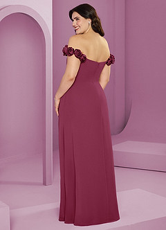 Barbie ♥ Azazie Suknie dla druhen Rozkloszowana szyfonowa sukienka z odkrytymi ramionami i kwiatowymi rozetkami image12