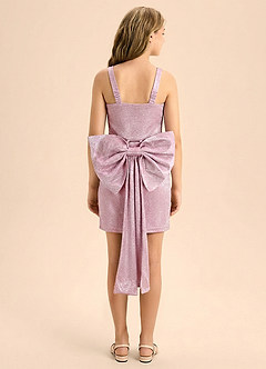 Azazie Bria Junior Formal Osłona Marszczony Metaliczny satynowy Mini Młodsza druhna Sukienka image2