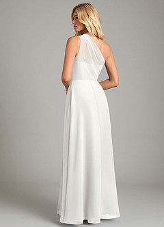 Azazie Phaedra Bridesmaid Dresses White A-Line One Shoulder Chiffon Dress image2