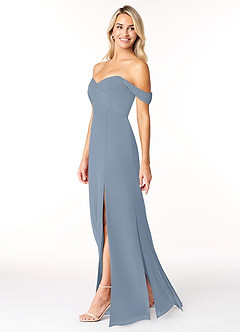 Azazie Joretta Final Sale Dusty Blue A-Line Off the Shoulder Chiffon Convertible Dress image4