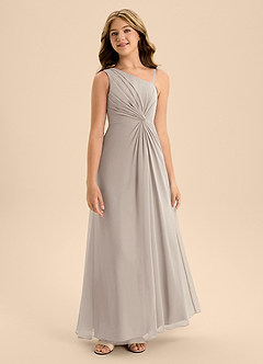 Azazie Brooke Junior Abito A-Line in Chiffon Spacco Laterale Gelo image5