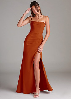 Azazie Leonis Bridesmaid Dresses Paprika Sheath Strapless Chiffon Convertible Dress image1