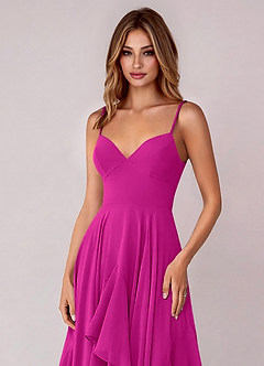 Azazie Zaina Abiti da Damigella Abito A-Line in Chiffon Fucsia image2
