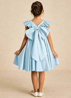 Azazie Sue Ellen Flower Girl Dresses Sky Blue A-Line Bow Matte Satin Dress image2