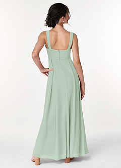 Azazie Simoan Junior Abito A-Line in Chiffon Scollo a Cuore Agave image2