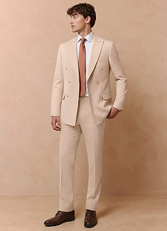 front Collins Gelbbraun Zweireihiger Anzug aus Wollmischung