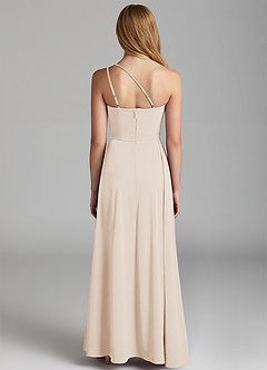 Azazie Maron Junior White Alabaster A-Line Pleated Stretch Satin Dress image4