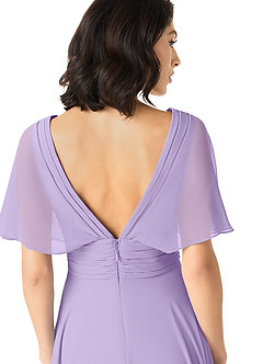 Azazie Pamela Bridesmaid Dresses Lilac A-Line V-Neck Pleated Chiffon Dress image5