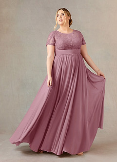 Azazie Annette Mother of the Bride Dresses Vintage Mauve A-Line Lace Chiffon Dress image7