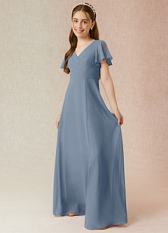 Azazie Induh Junior Twilight A-Line Ruched Chiffon Dress image3