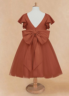 Azazie Kaeya Flower Girl Dresses Auburn A-Line Bow Tulle Dress image6