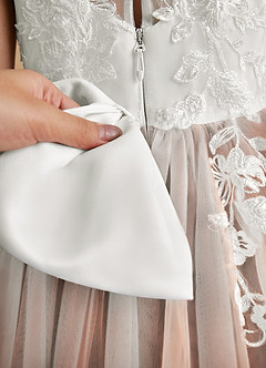 Azazie Bitsy Flower Girl Dresses Ivory Cinnamon A-Line Lace Tulle Dress image7