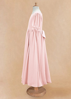 Azazie Joss Flower Girl Dresses Blushing Pink A-Line with Sleeves Chiffon Dress image8