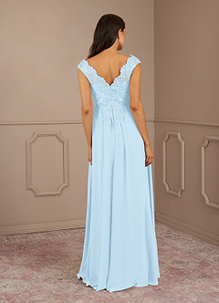 Azazie Amethyst Mother of the Bride Dresses Sky Blue A-Line V-Neck Sequins Chiffon Dress image6