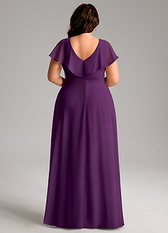 Azazie Lainey Bridesmaid Dresses Grape A-Line with Pockets Chiffon Dress image9