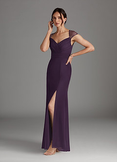 Azazie Blanchett Mother of the Bride Dresses Plum Mermaid Sequins Chiffon Dress image4