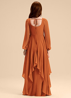 Azazie Clara Junior Cinnamon A-Line Blouson Chiffon Dress image2