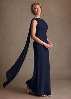 Azazie Bassi Klänningar till brudens mor Klä Sjöjungfru i Maska Av axeln Mörk Marinblå image3