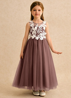 Azazie Mixie Robe Demoiselle D'honneur Fillette Robe Princesse en Dentelle Expresso image5