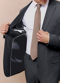 front Savile Charcoal Wool Blend Suit Jacket