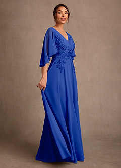 Azazie Tilda Mother of the Bride Dresses Royal Blue A-Line Lace Chiffon Dress image3