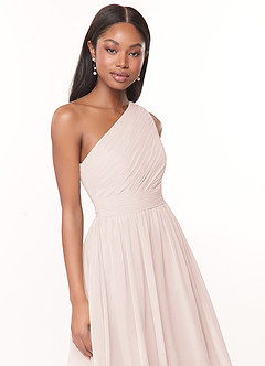 Azazie Katrina Bridesmaid Dresses Rose Petal A-Line One Shoulder Chiffon Dress image5