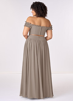 Barbie ♥ Azazie Bridesmaid Dresses Taupe A-Line Off the Shoulder Chiffon Convertible Dress image9