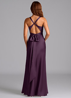 Azazie Hati Bridesmaid Dresses Plum Mermaid Stretch Satin Dress image7