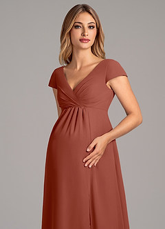 Azazie Allessia Vestidos de dama de honra para maternidade Vestido Linha A Plissado Comprimento do chão Chiffon image6