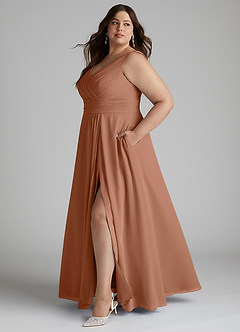 Azazie Karina Bridesmaid Dresses Bronzer A-Line Pleated Chiffon Dress image7