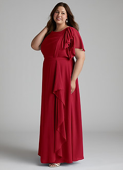 Azazie Aaliyah Modest Bridesmaid Dresses A-Line Scoop Pleated Chiffon Floor-Length Dress image7