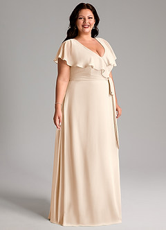 Azazie Lainey Bridesmaid Dresses White Alabaster A-Line with Pockets Chiffon Dress image11