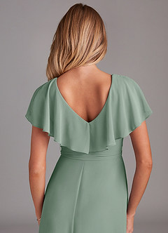 Azazie Lainey Bridesmaid Dresses Silver Sage A-Line with Pockets Chiffon Dress image8