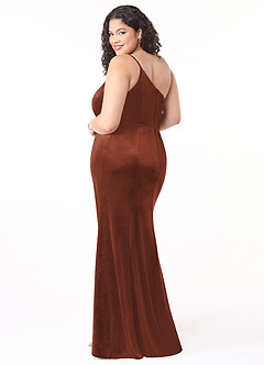 Azazie Kala Bridesmaid Dresses Terracotta A-Line One Shoulder Velvet Dress image9